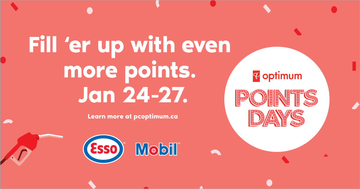 Earn PC Optimum Points When You Get Gas Esso and Mobil