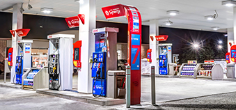 esso mobil station at night