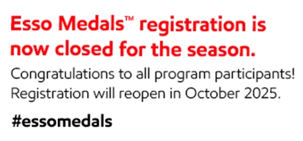 Esso Medals registration is now closed for the season
