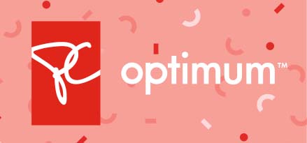 Logo PC Optimum sur fond rose