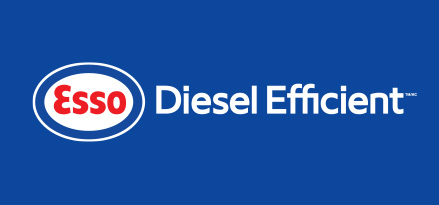 Esso Diesel Efficient logo on blue background.