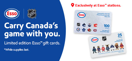 Limited edition Esso gift cards. While supplies last.