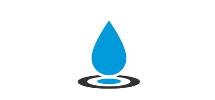 Blue water droplet over circle icon